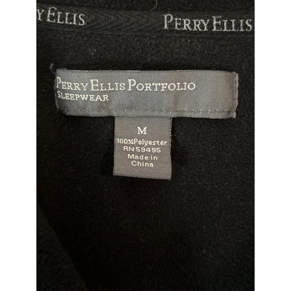 Perry Ellis Pullover Mens Medium Blue Black Microfleece Quarter Zip Long Sleeve - Picture 3 of 5